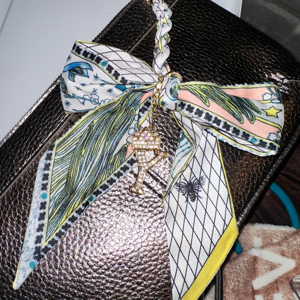 Colorful Patterned Scarf with Charm - Picture 2 of 2